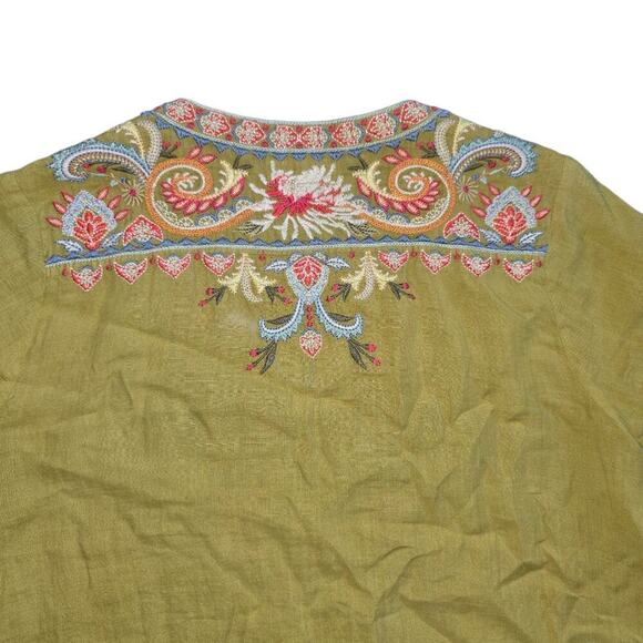 Johnny Was Embroidered Viper Tikal Swing Blouse Top Popover Boho Size S - Picture 4 of 10